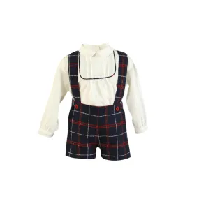 Miranda AW24 PRE-ORDER - Boys Navy Checked Shorts & Shirt Set 130-23