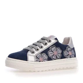 Naturino Girl's Coris 2 Sneakers - Denim/Jeans/Silver