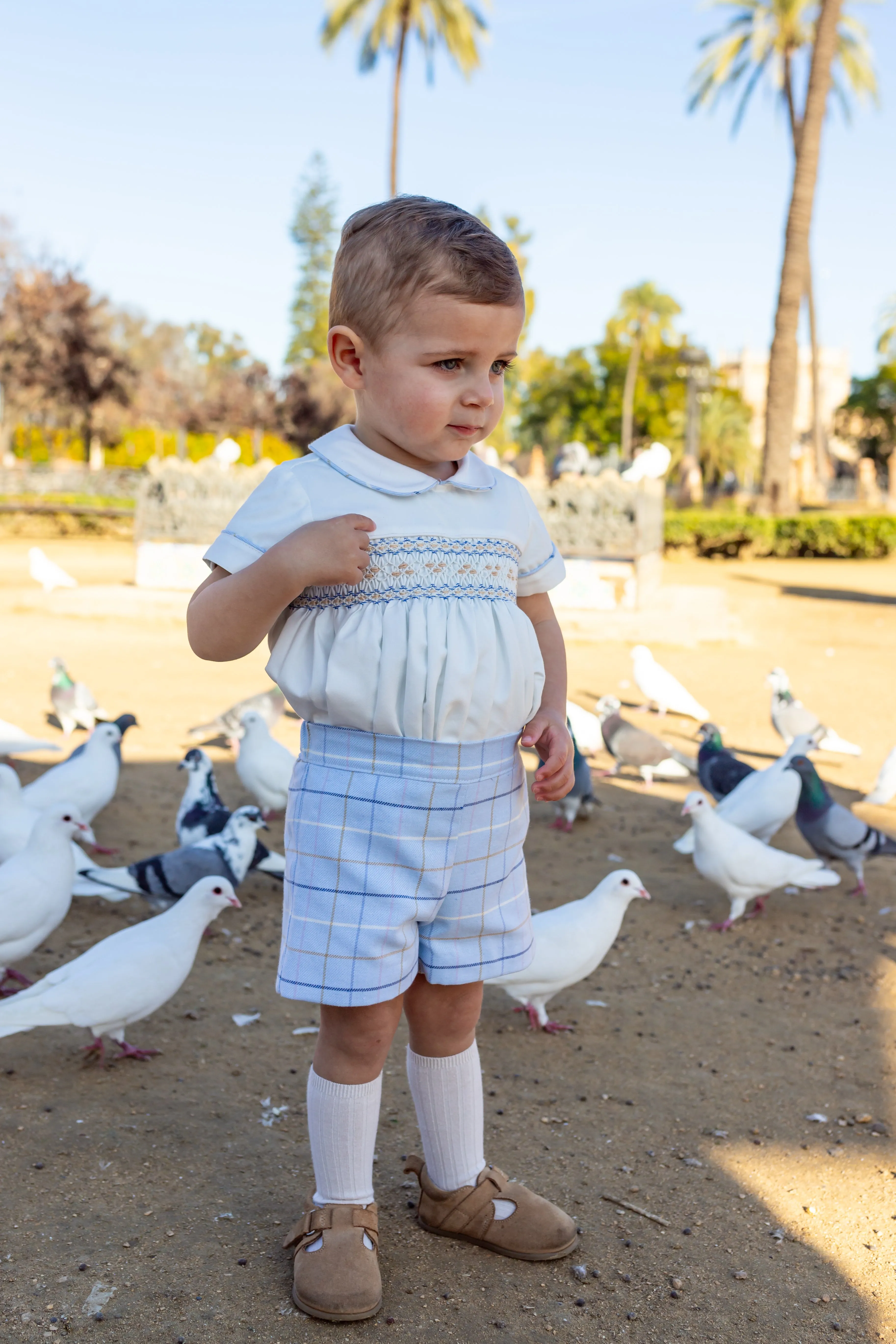 Naxos AW24 - Baby Boys Blue Smocked Outfit Set 7412