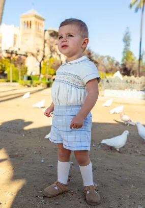 Naxos AW24 - Baby Boys Blue Smocked Outfit Set 7412