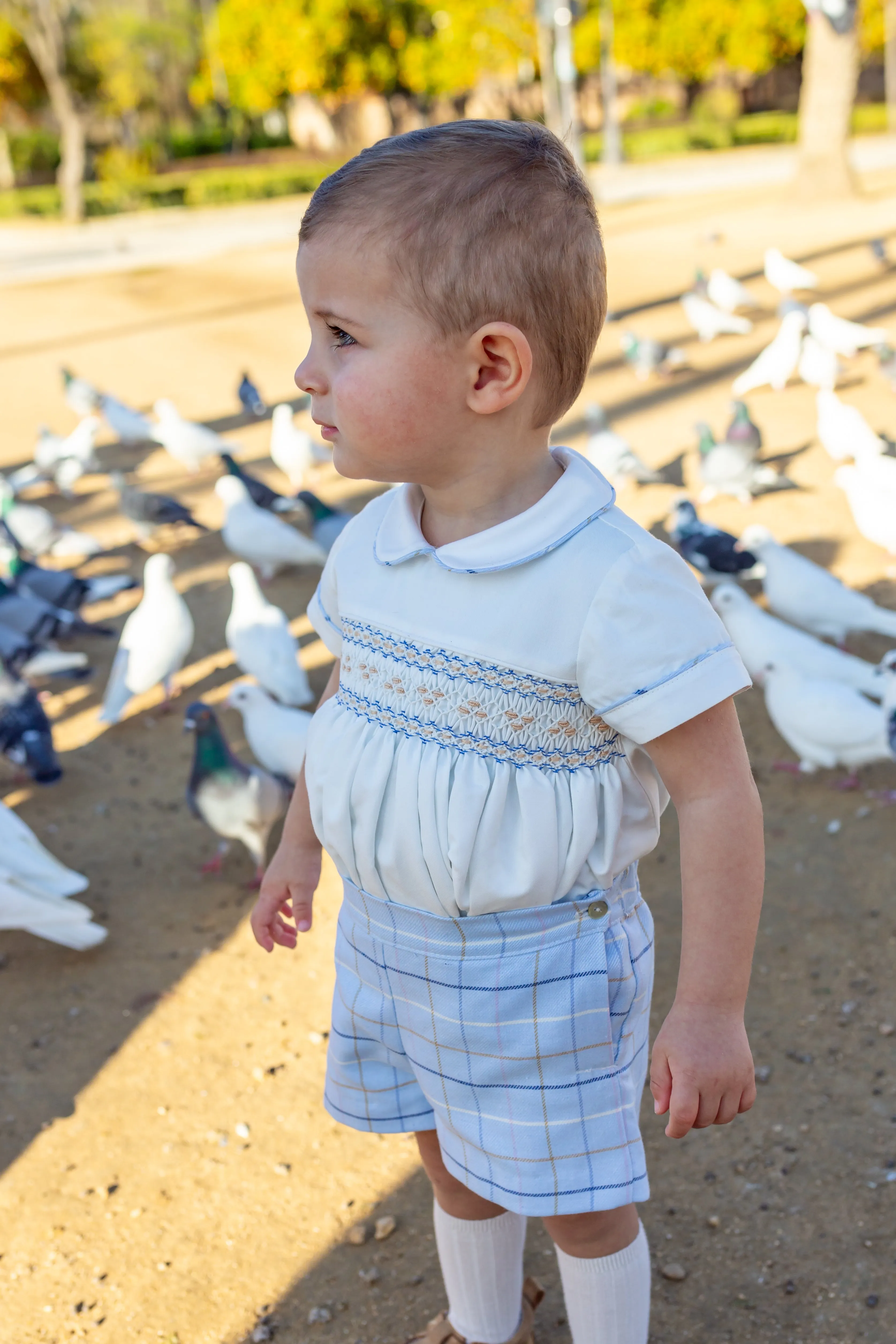 Naxos AW24 - Baby Boys Blue Smocked Outfit Set 7412