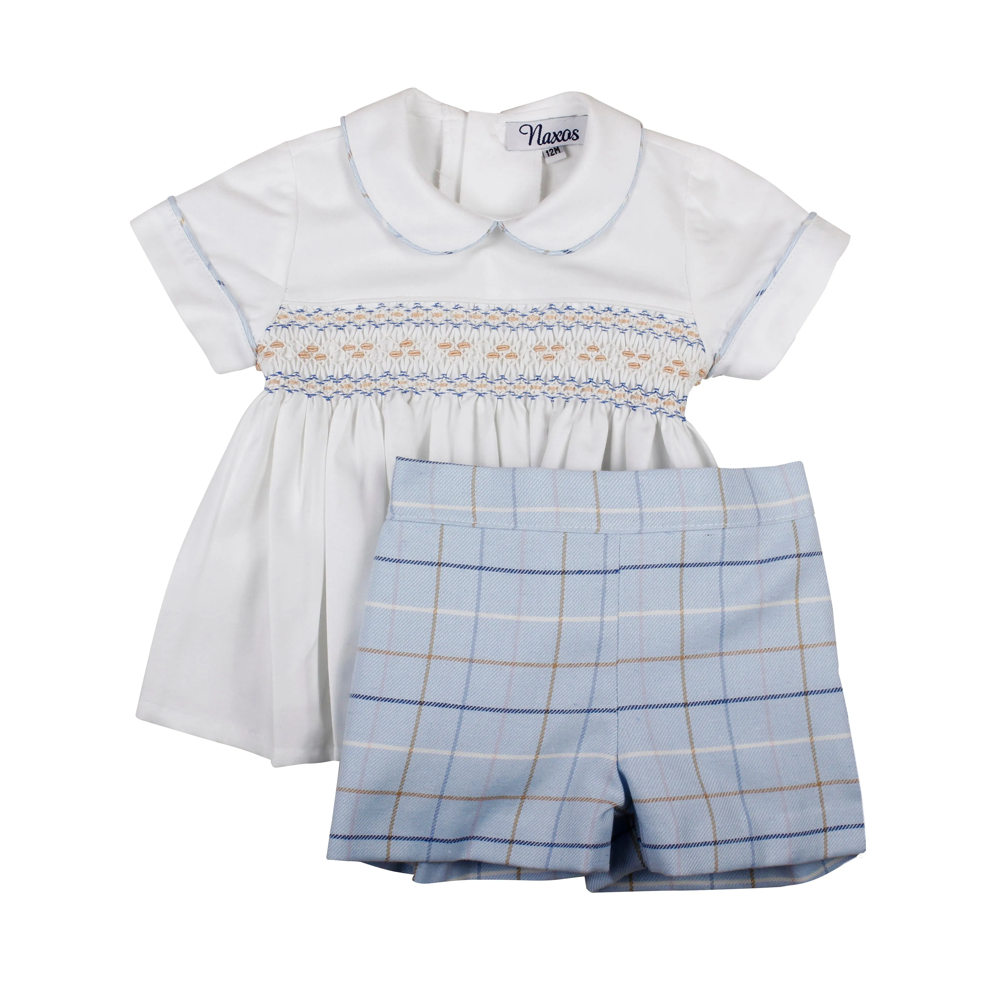 Naxos AW24 - Baby Boys Blue Smocked Outfit Set 7412