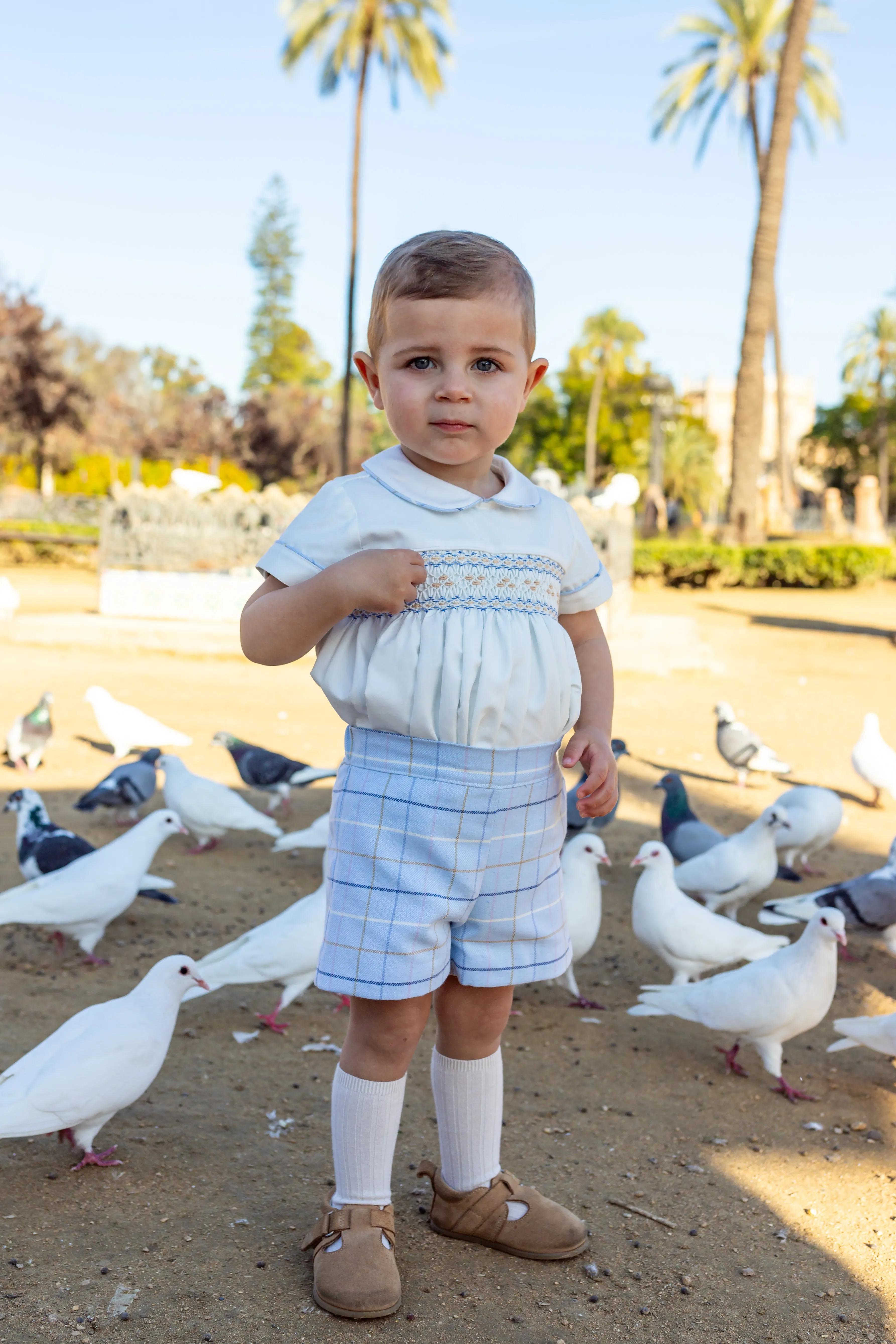 Naxos AW24 - Baby Boys Blue Smocked Outfit Set 7412