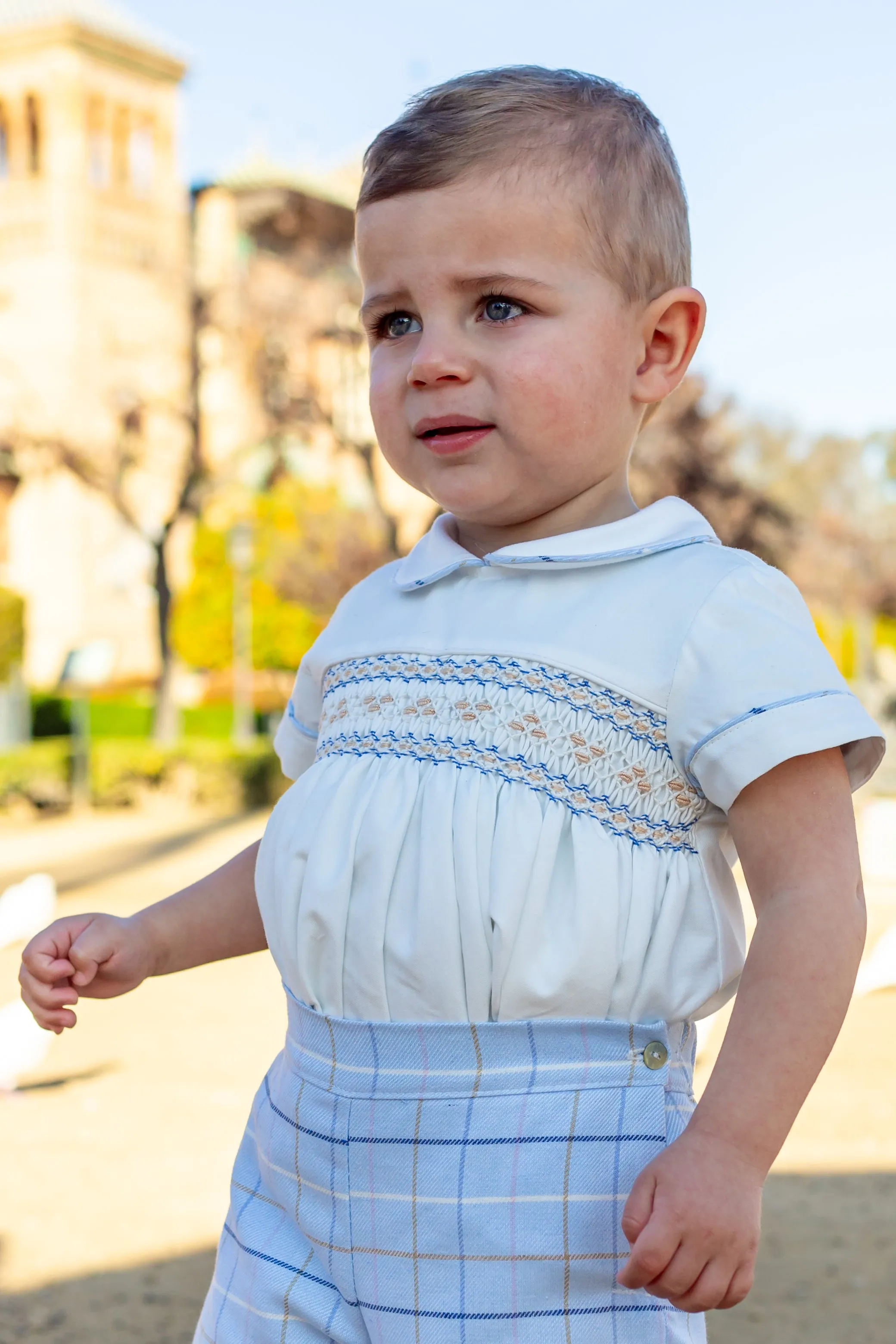 Naxos AW24 - Baby Boys Blue Smocked Outfit Set 7412