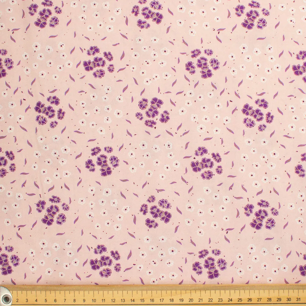 Old World Purple Collection #17 Purple & White Floral on Pink Cotton Prints