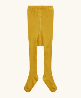 Piccalilly Mustard Ribbed Tights