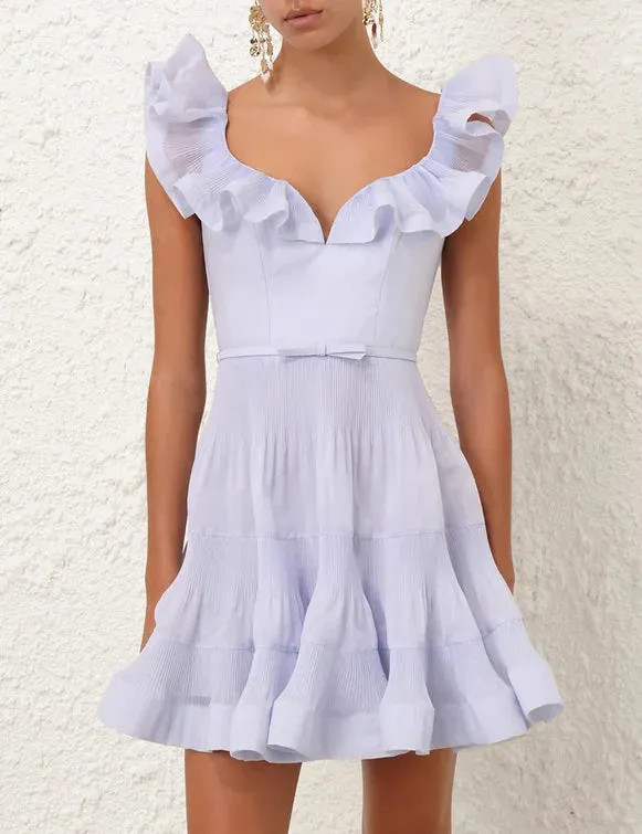 Pleated Frill Mini Dress