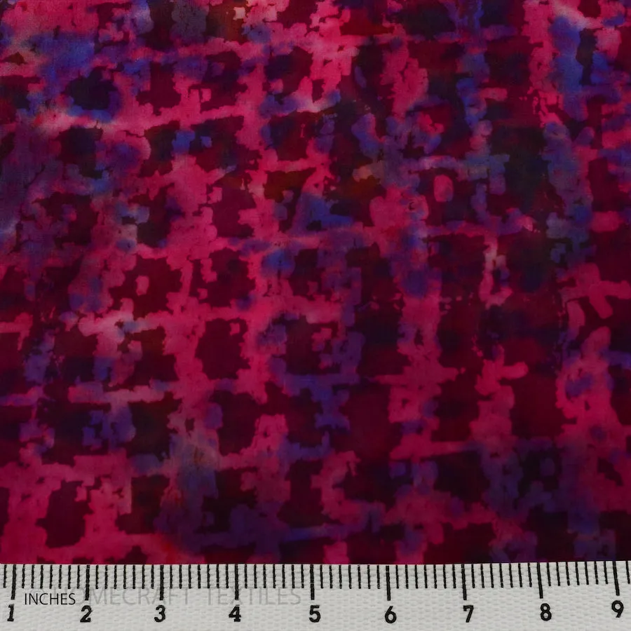 Plum Tie Dye Squares Cotton Print