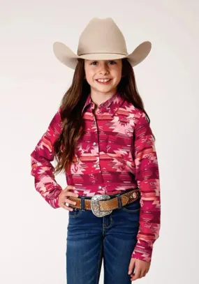 Roper Icon Aztec Print (Red) - Girl's Western Snap Shirt