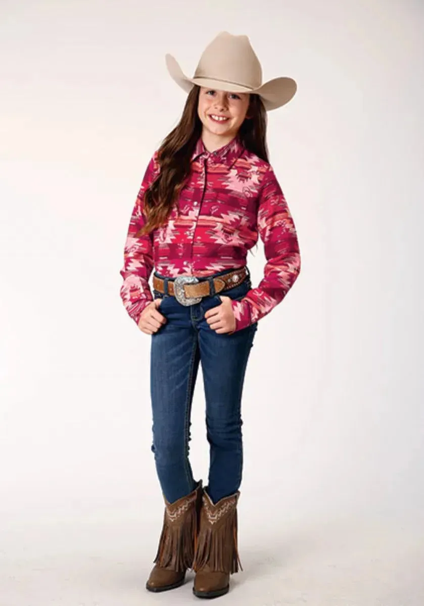 Roper Icon Aztec Print (Red) - Girl's Western Snap Shirt