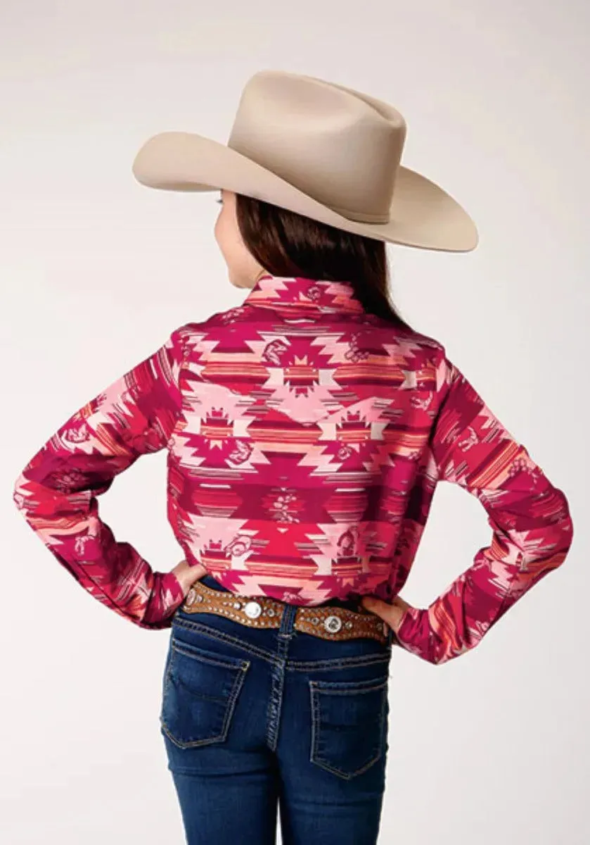 Roper Icon Aztec Print (Red) - Girl's Western Snap Shirt