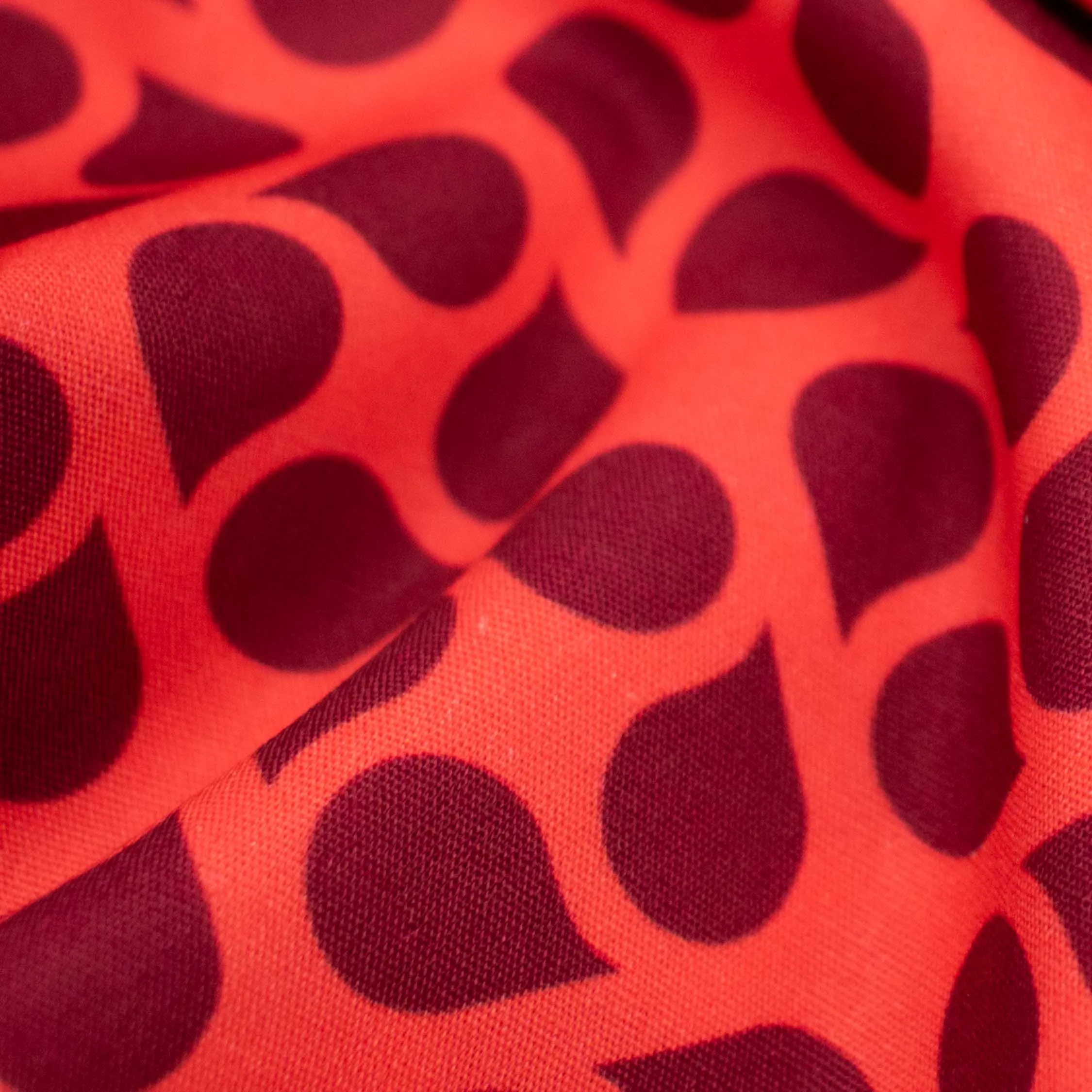 Ruby Red Collection #15 Maroon Teardrop Shape on Red Cotton Prints