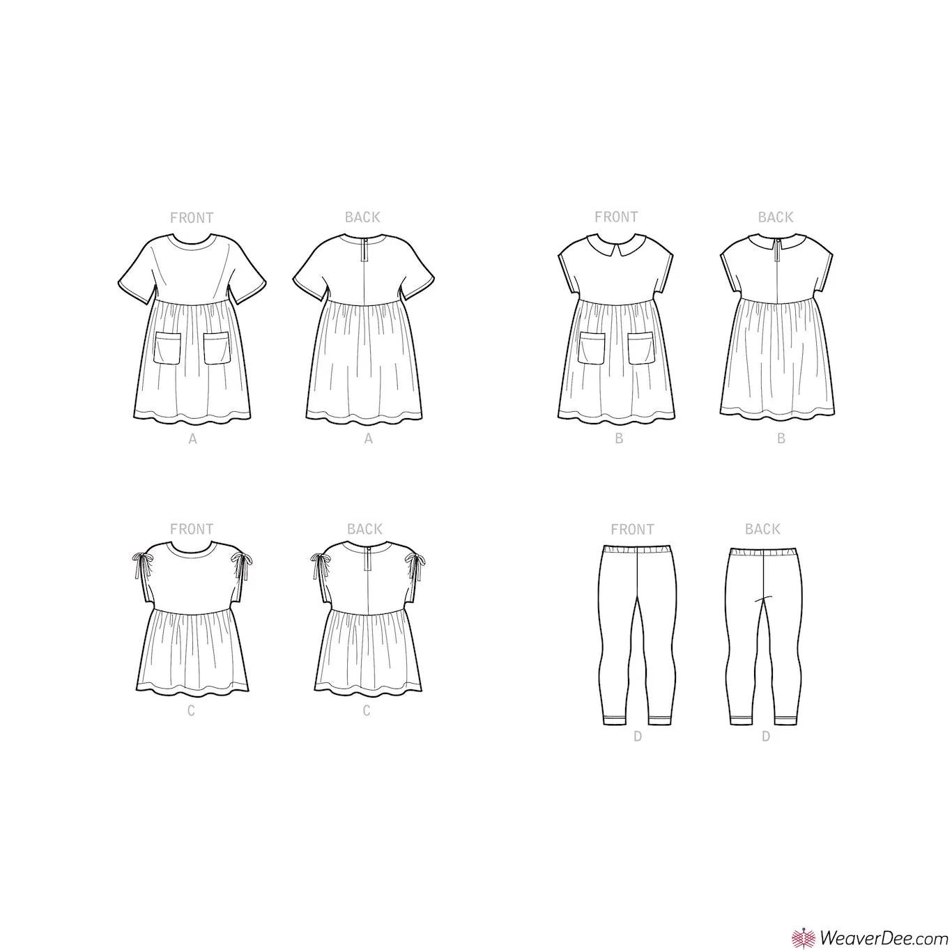 Simplicity Pattern S9280 Children's Dresses, Top & Leggings