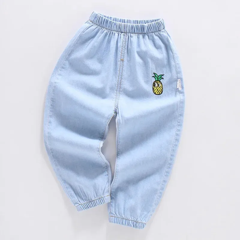 Summer kids girls boys baby clothes outer wear thin loose denim trousers for toddler girls children's clothing jeans pants