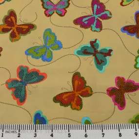 Tan Butterfly Trails Cotton Print