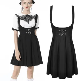 Women's Gothic Pleated Black Suspender Skirts